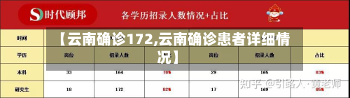 【云南确诊172,云南确诊患者详细情况】-第3张图片