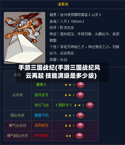 手游三国战纪(手游三国战纪风云再起 技能满级是多少级)-第2张图片