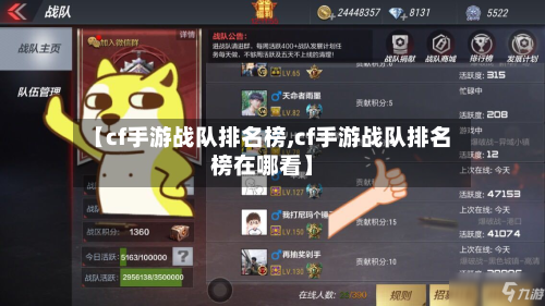 【cf手游战队排名榜,cf手游战队排名榜在哪看】-第2张图片