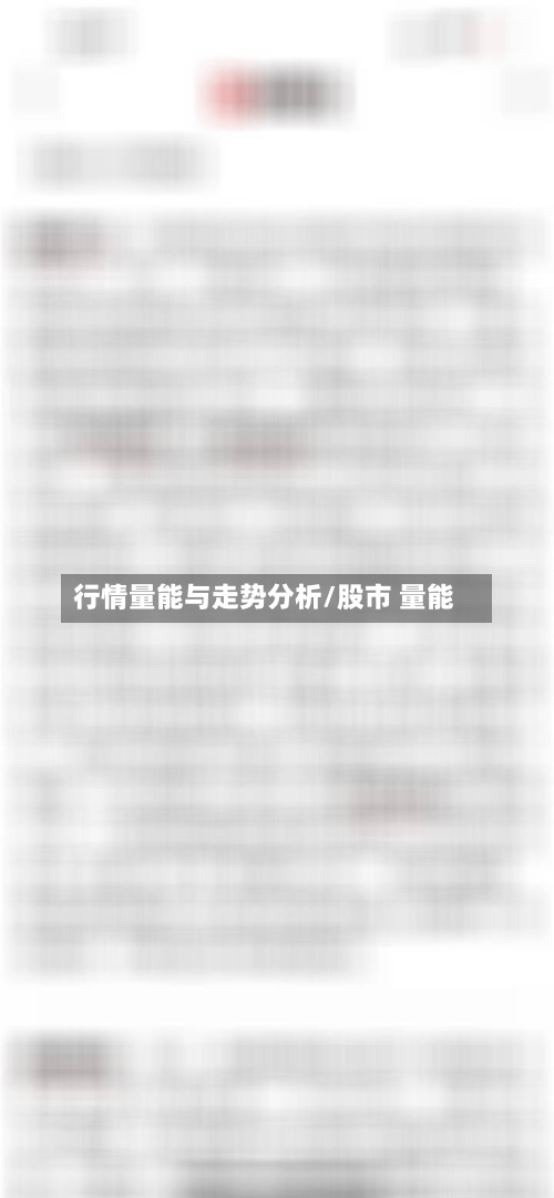 行情量能与走势分析/股市 量能