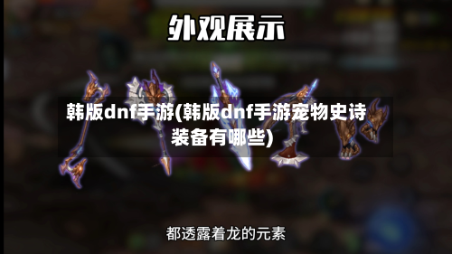 韩版dnf手游(韩版dnf手游宠物史诗装备有哪些)-第2张图片