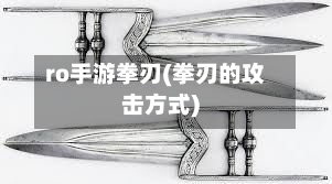 ro手游拳刃(拳刃的攻击方式)