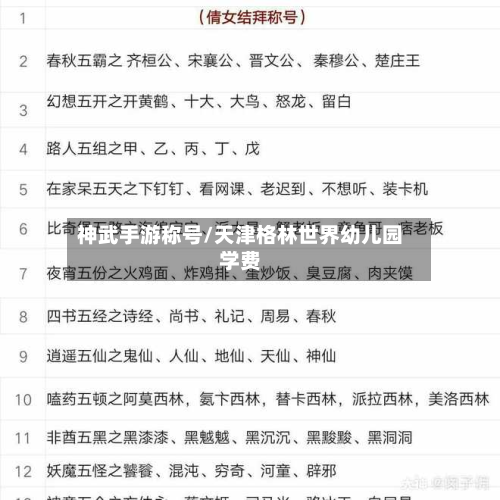 神武手游称号/天津格林世界幼儿园学费-第2张图片