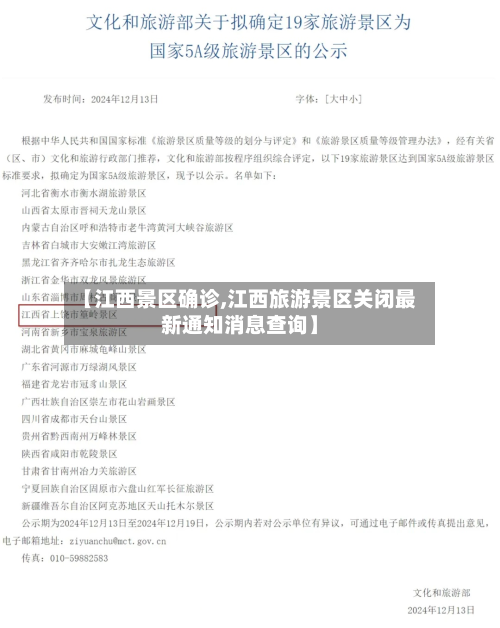 【江西景区确诊,江西旅游景区关闭最新通知消息查询】